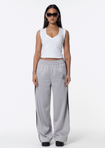 Sadie Wide Leg Track Pant - Silver