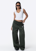 Sadie Wide Leg Track Pant - Khaki