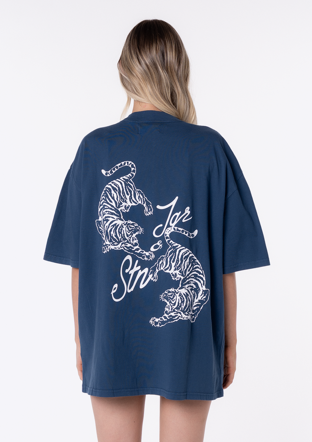 Tiger Oversized Tee - Navy
