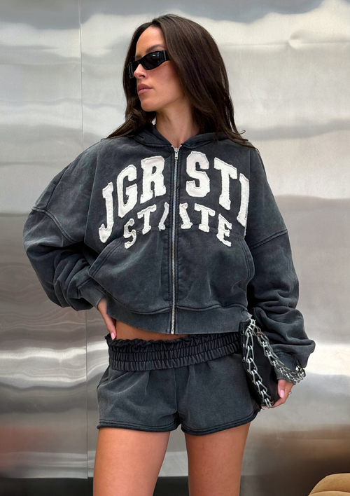 Mimi Zip Thru Hoodie - Charcoal
