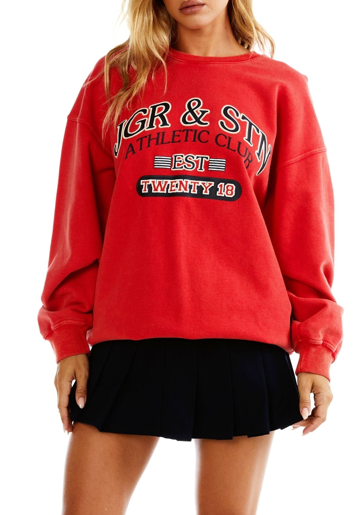 Clubhouse Oversized Sweat Red Womens Red Branded Sweatshirt Crewneck Sport Lifestyle 
