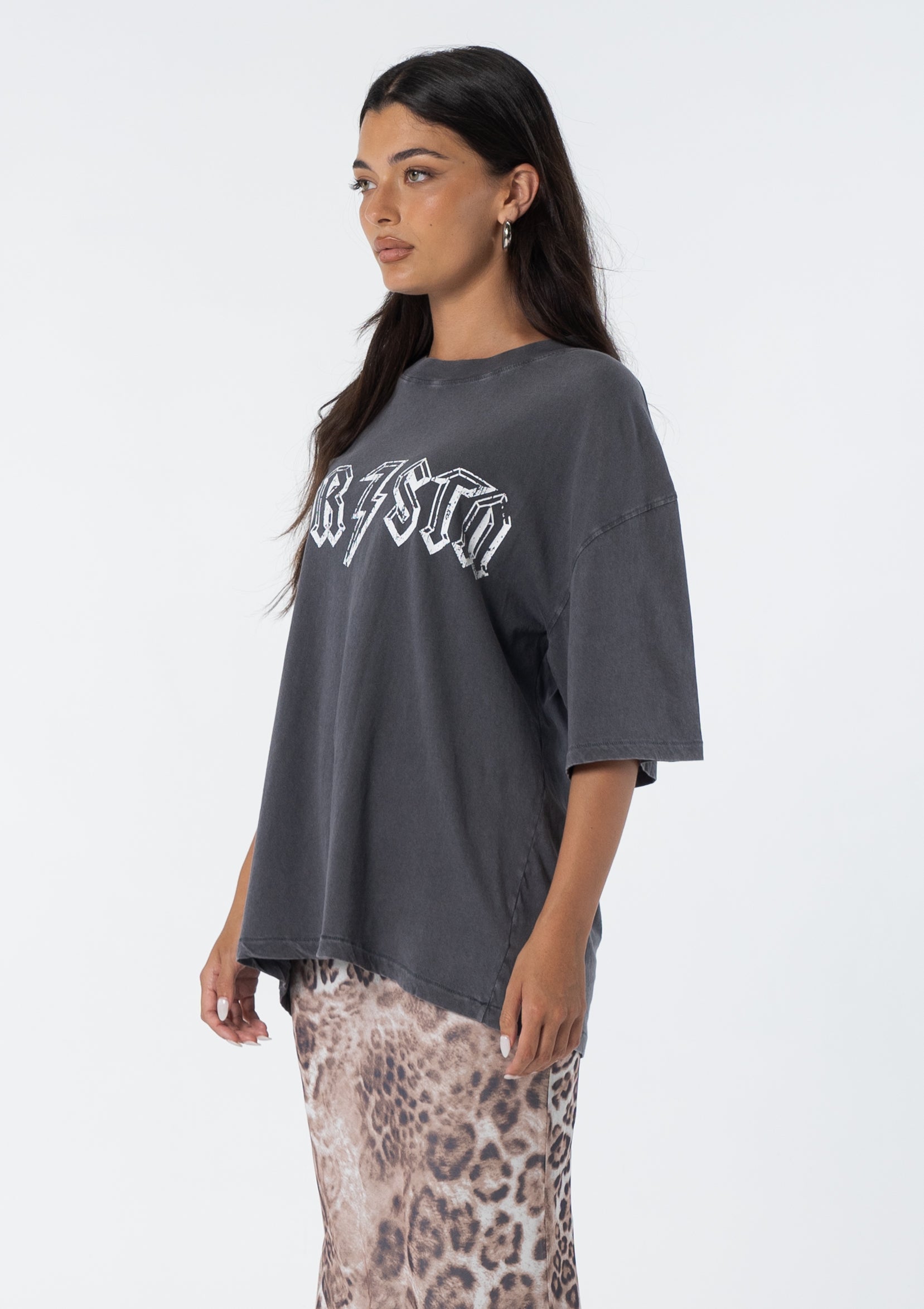 Drummer Oversized Tee - Charcoal