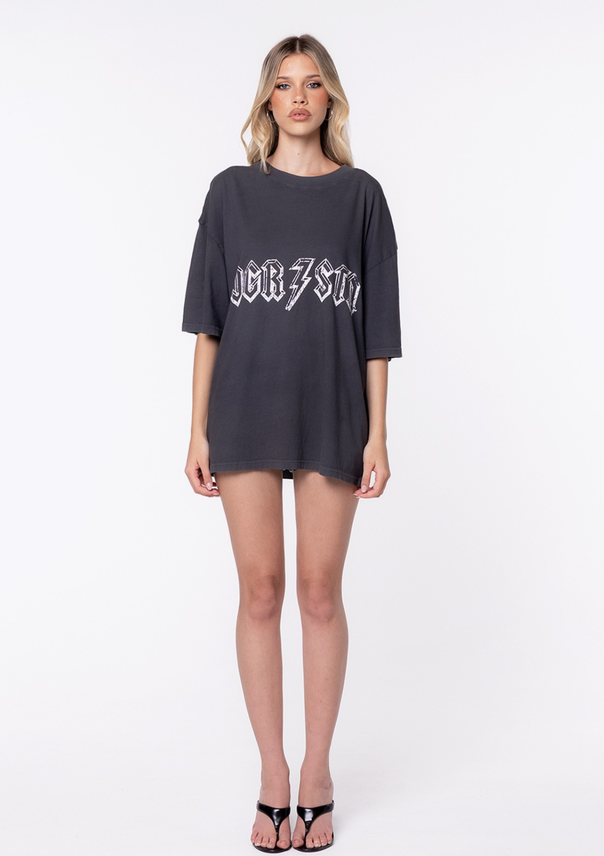 Drummer Oversized Tee - Charcoal