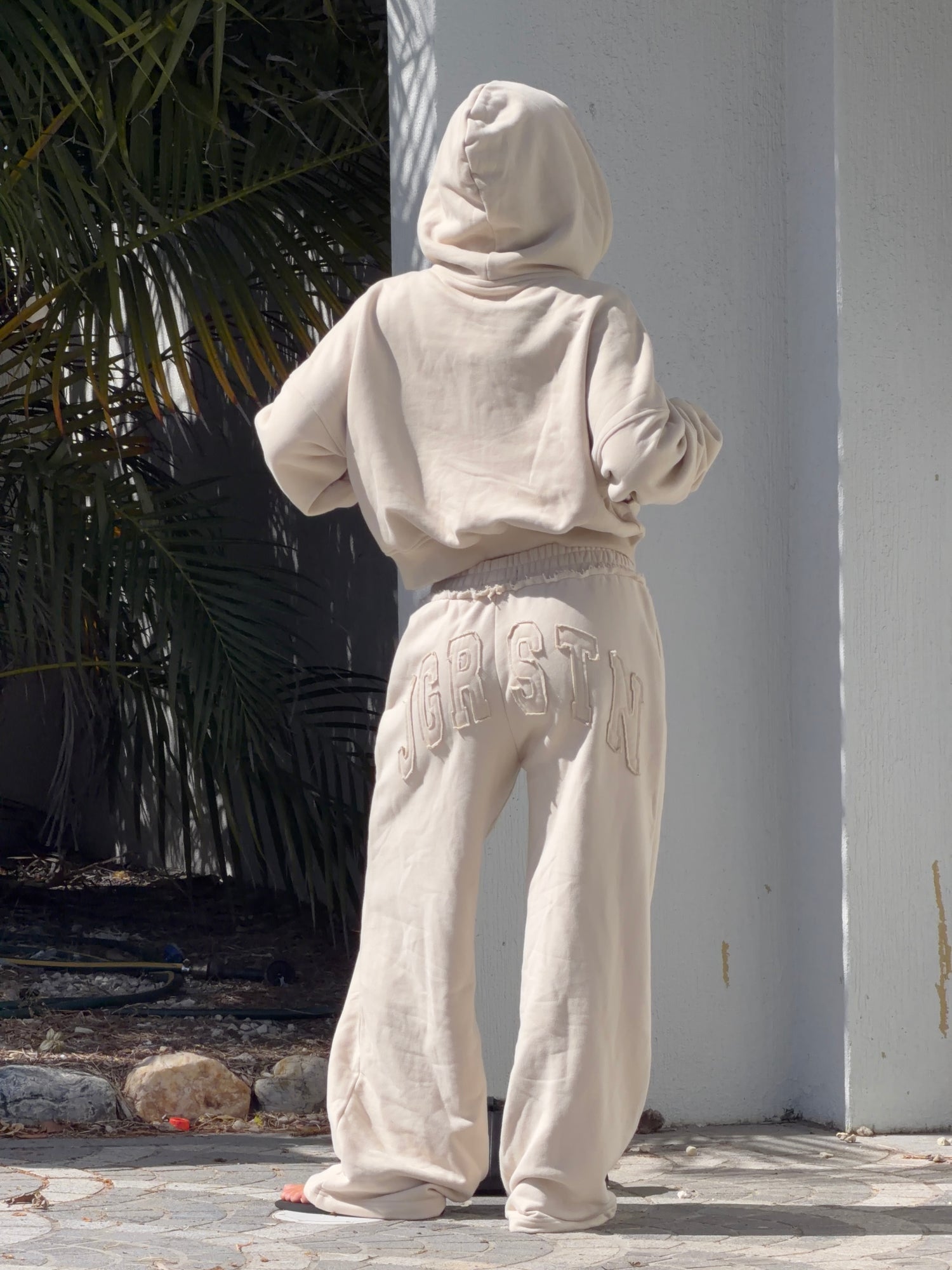 Mimi Distressed Track Pant - Beige
