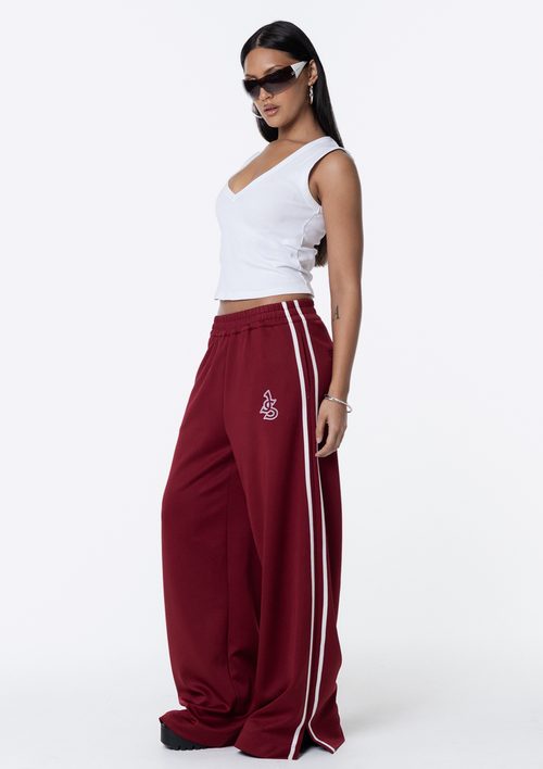 Sadie Wide Leg Track Pant - Red