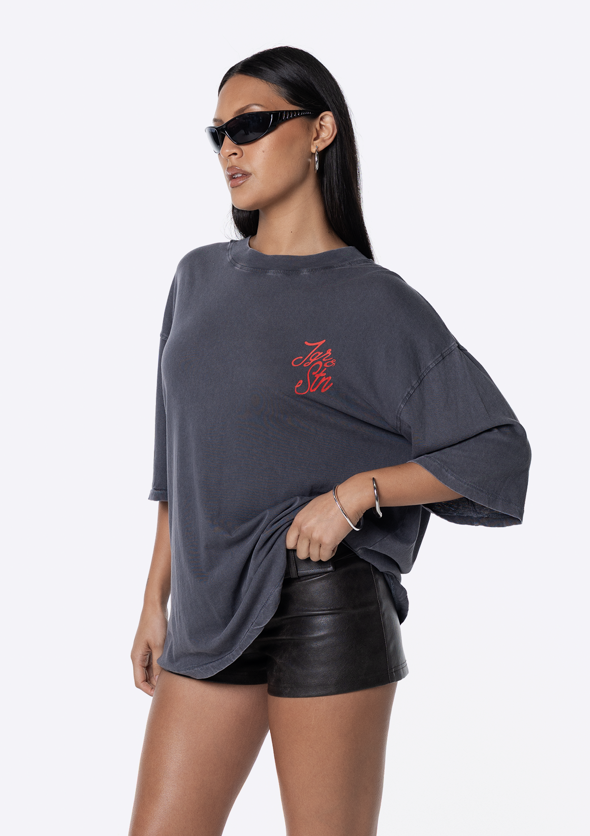 Tiger Oversized Tee - Charcoal