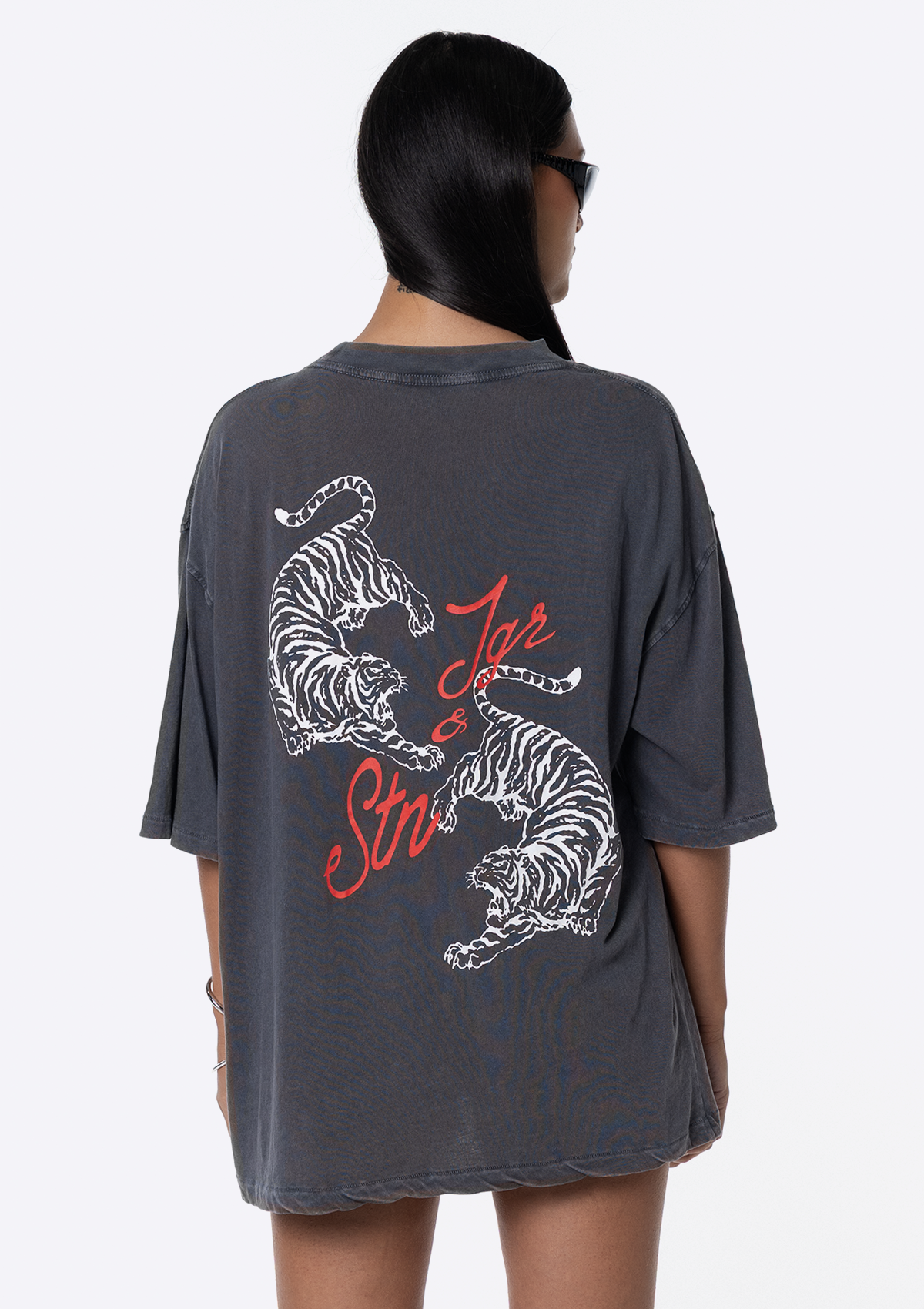 Tiger Oversized Tee - Charcoal