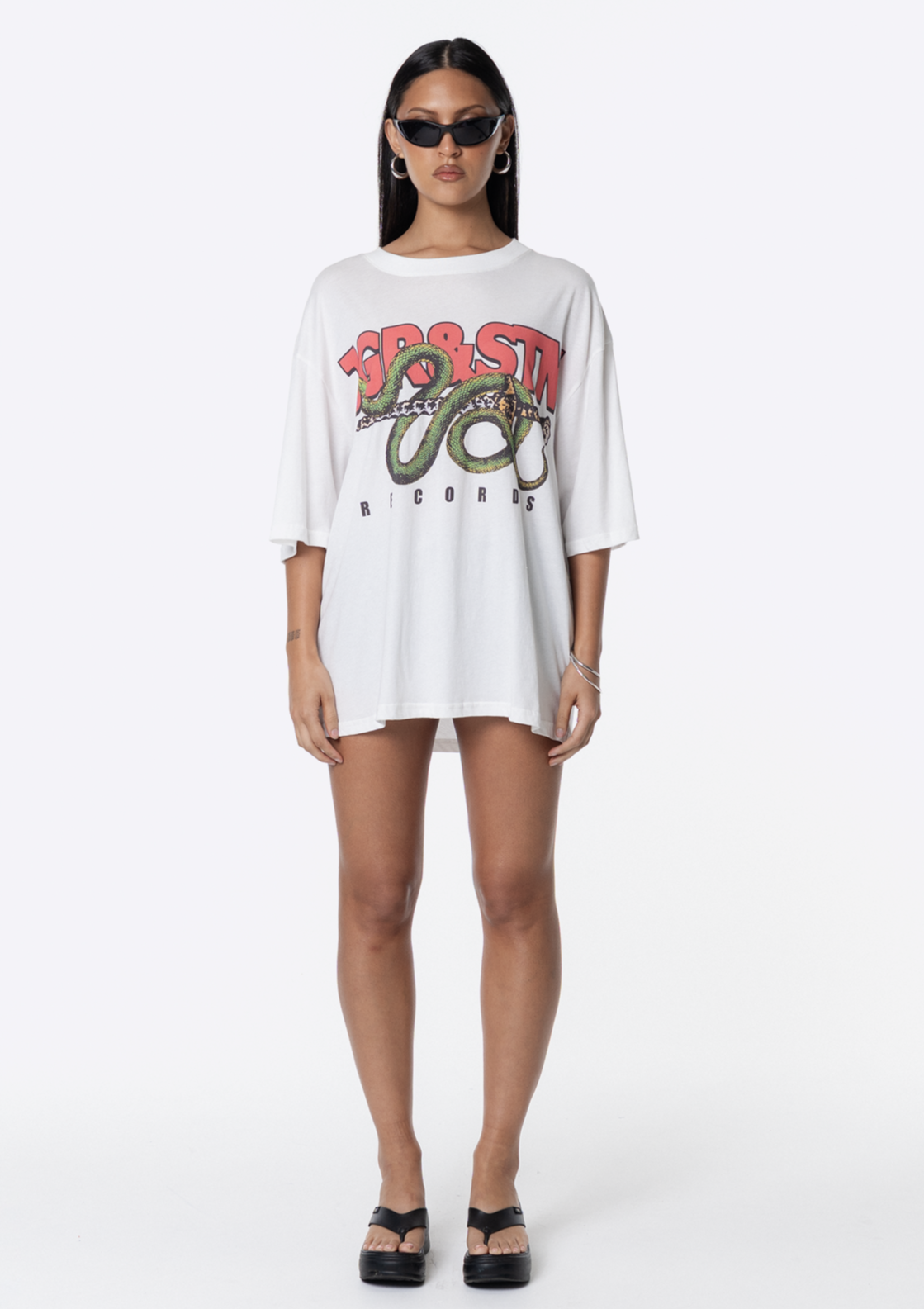 Records Oversized Tee - White