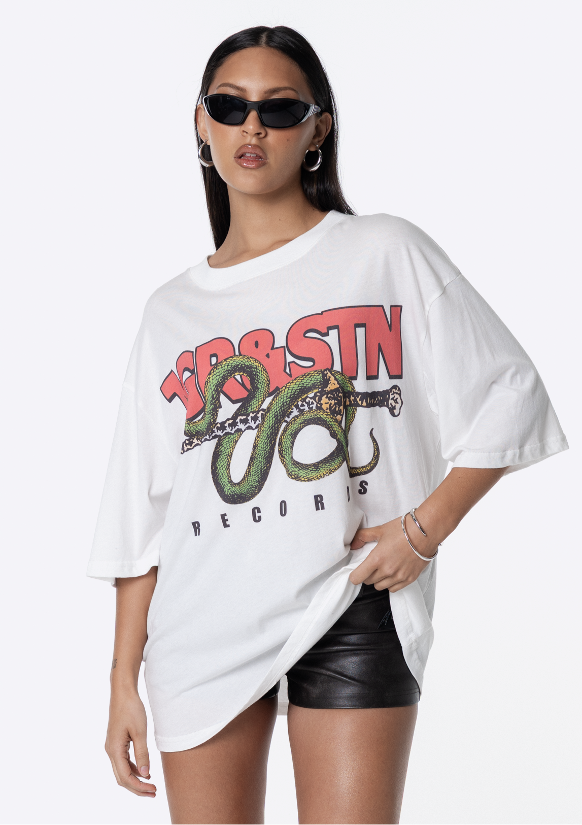 Records Oversized Tee - White