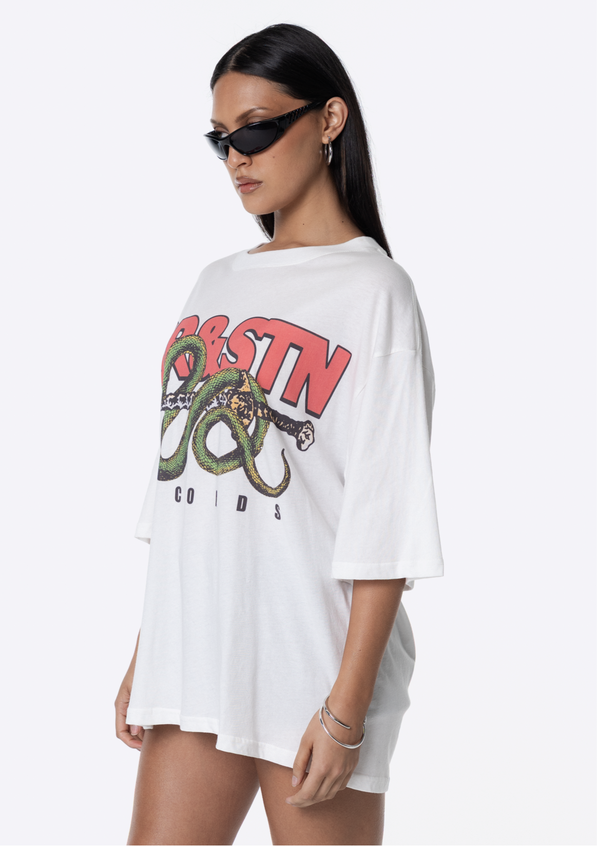 Records Oversized Tee - White