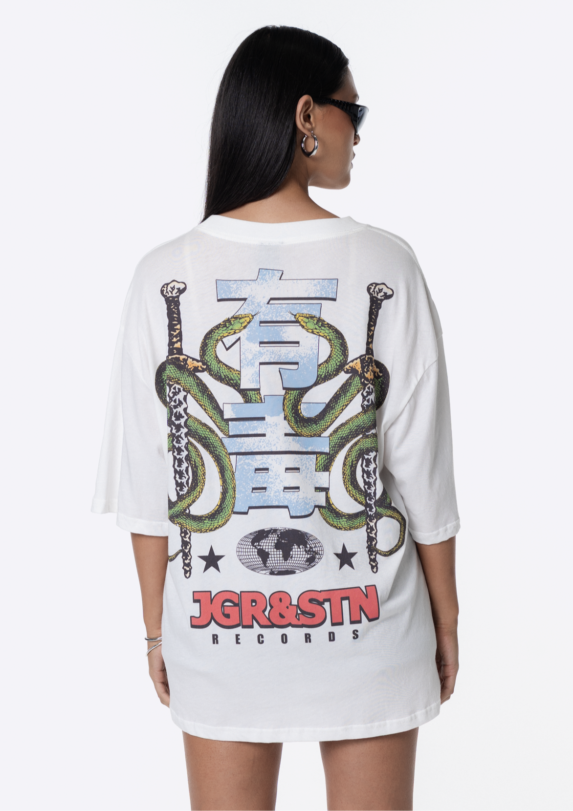 Records Oversized Tee - White