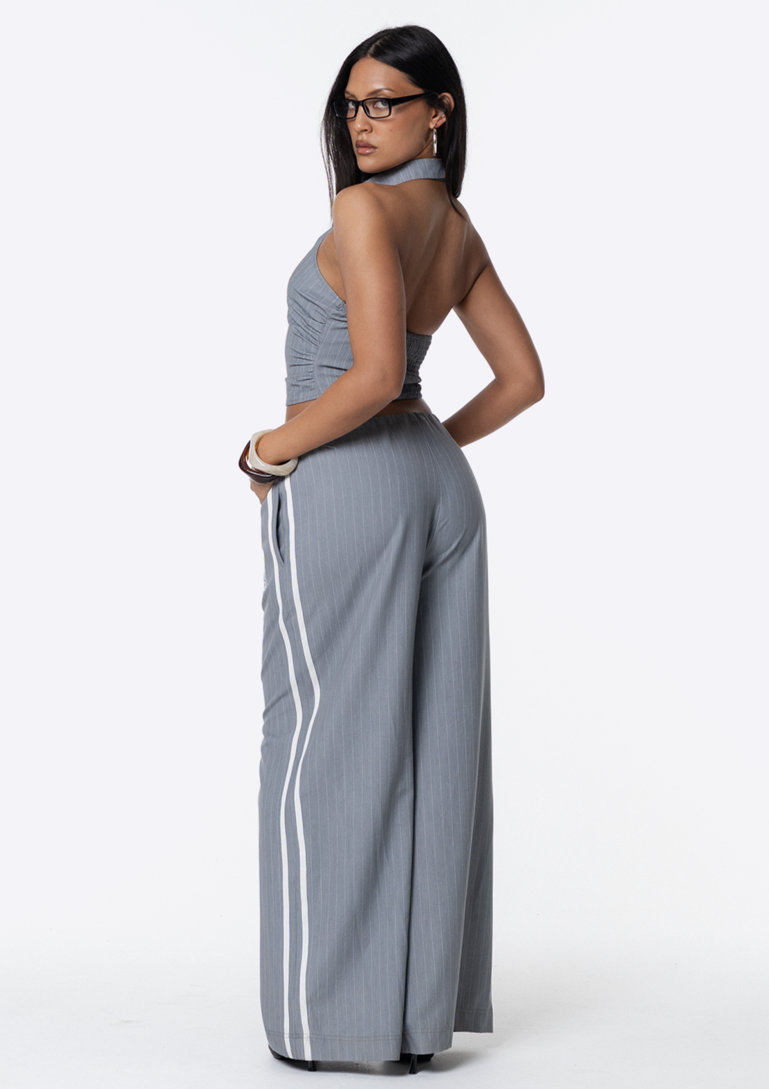 Remmie Pants - Grey Pinstripe