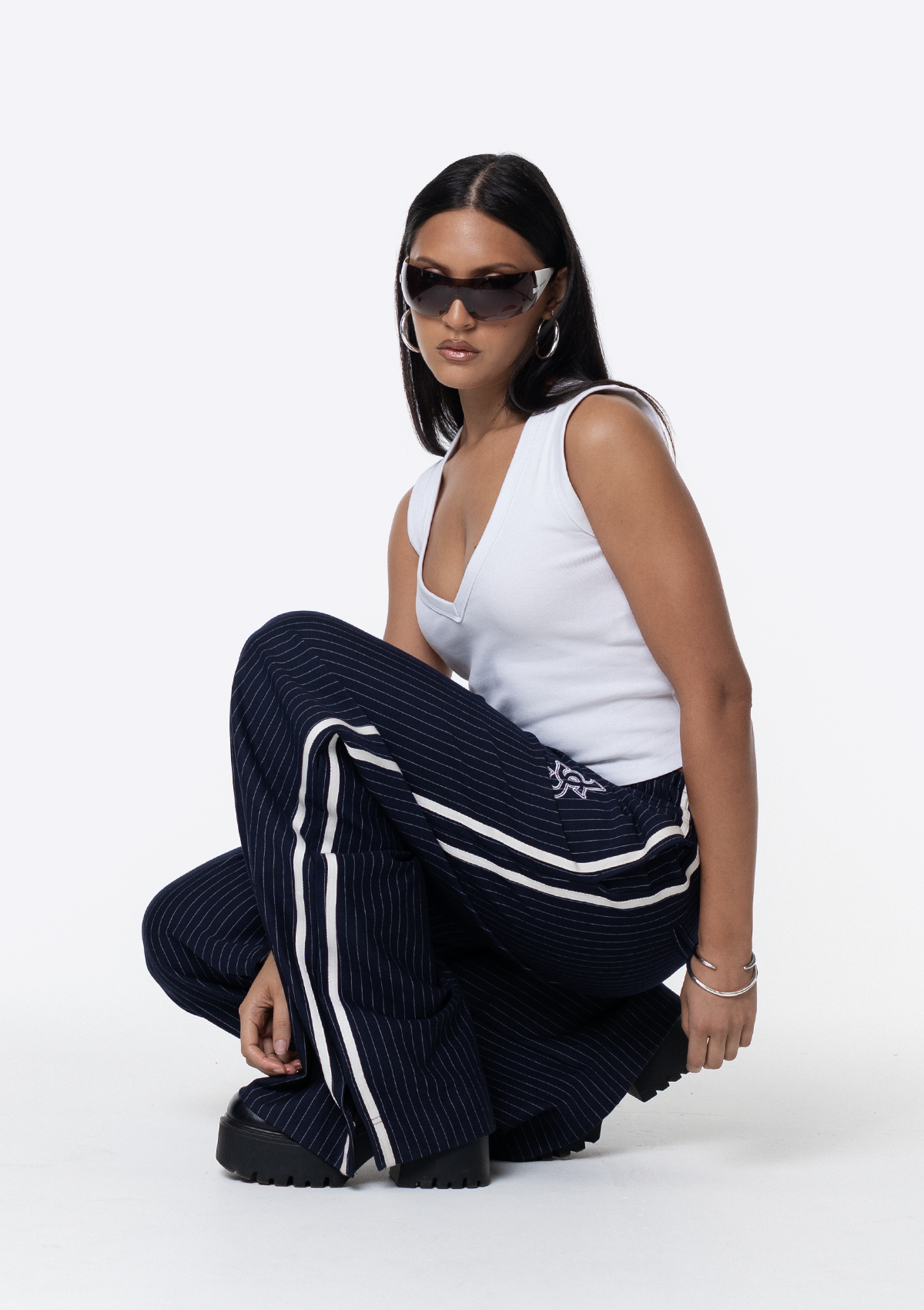 Harper Pinstripe Track Pant