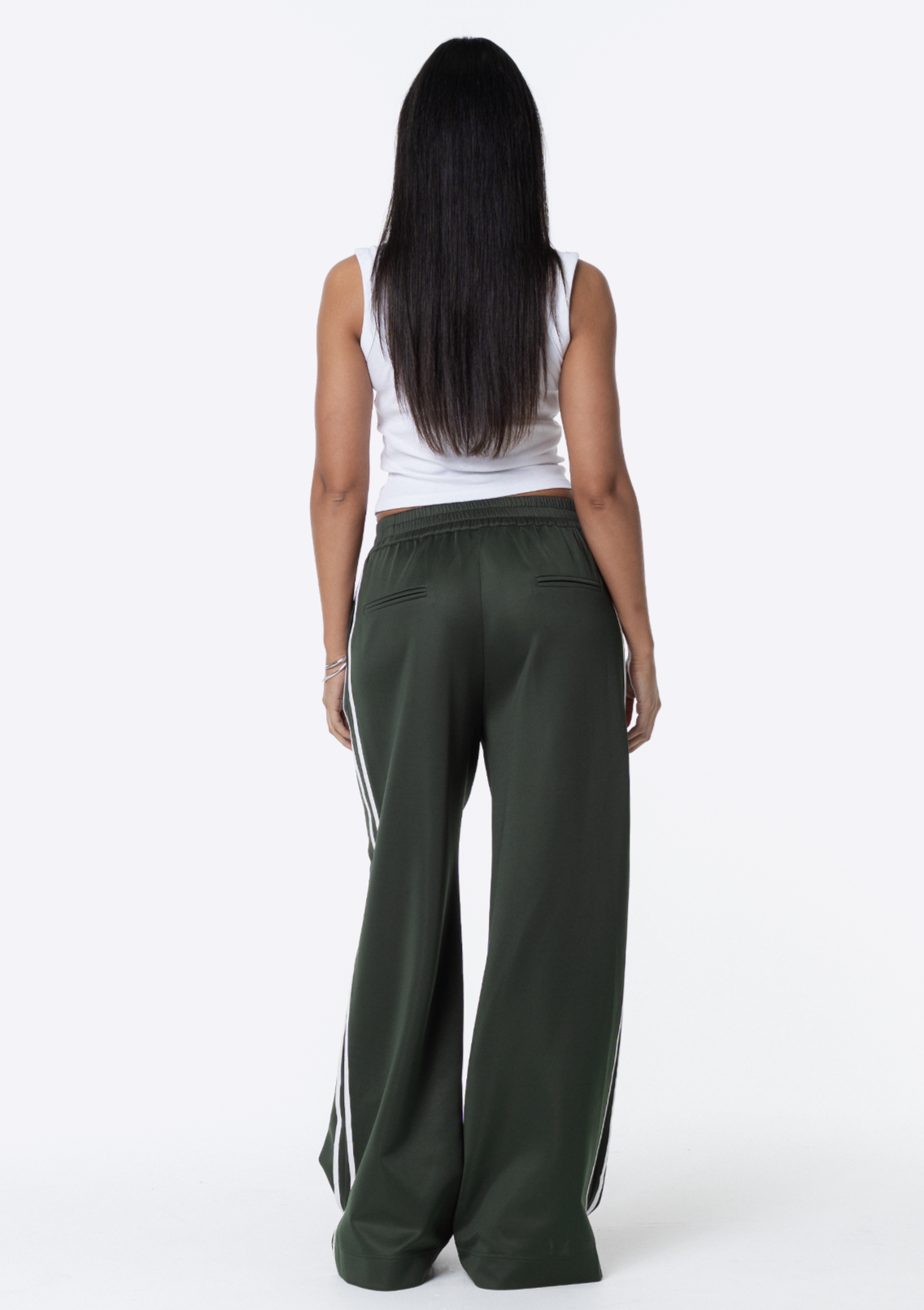 Sadie Wide Leg Track Pant - Khaki