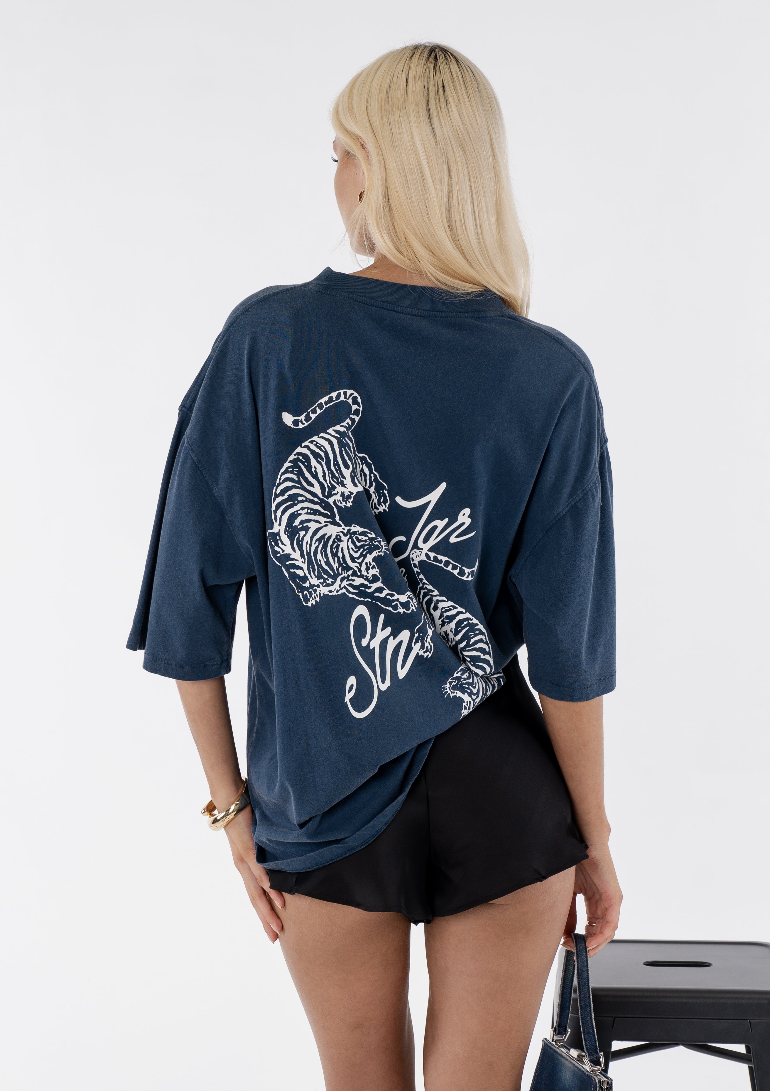 Tiger Oversized Tee - Navy