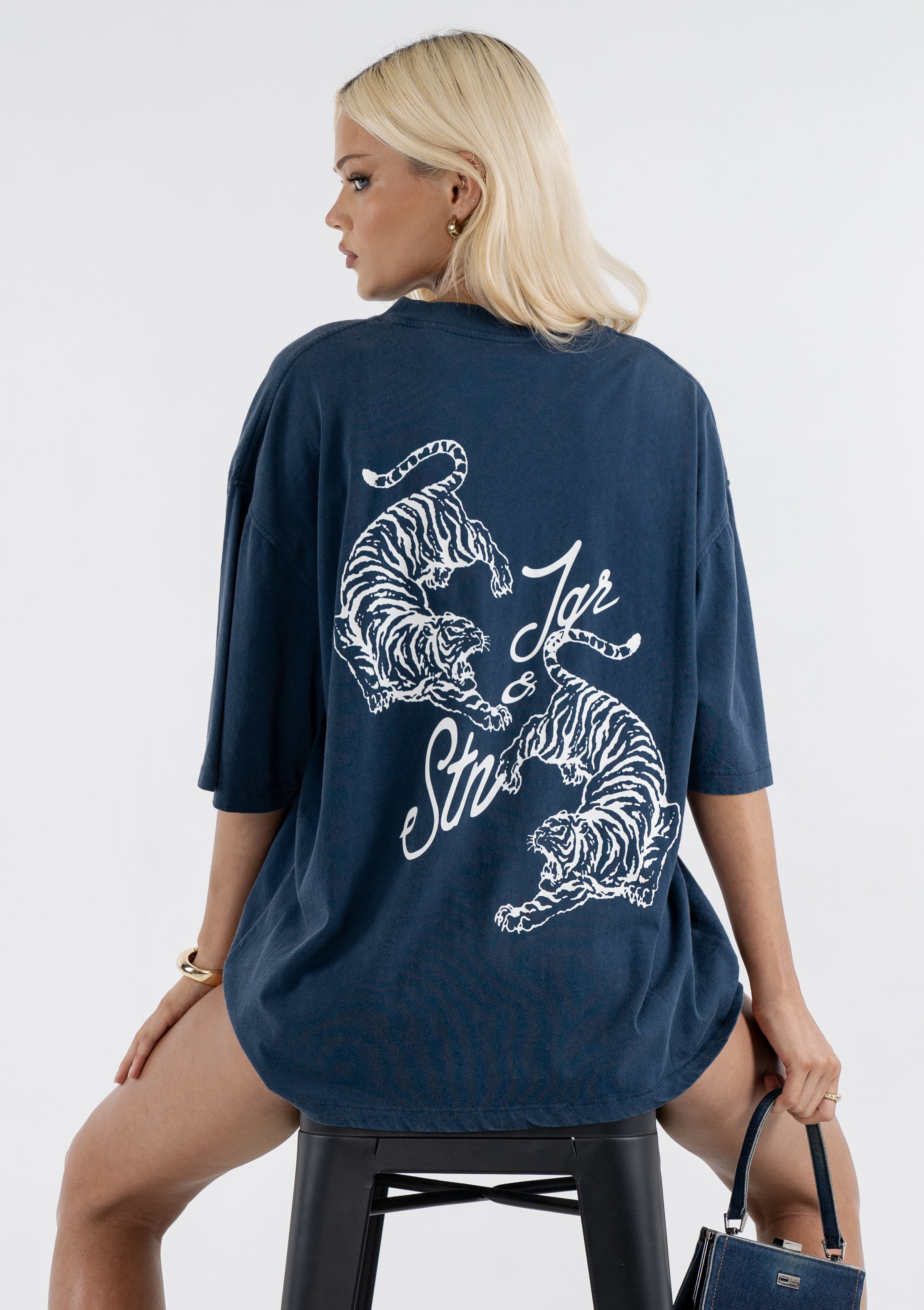 Tiger Oversized Tee - Navy