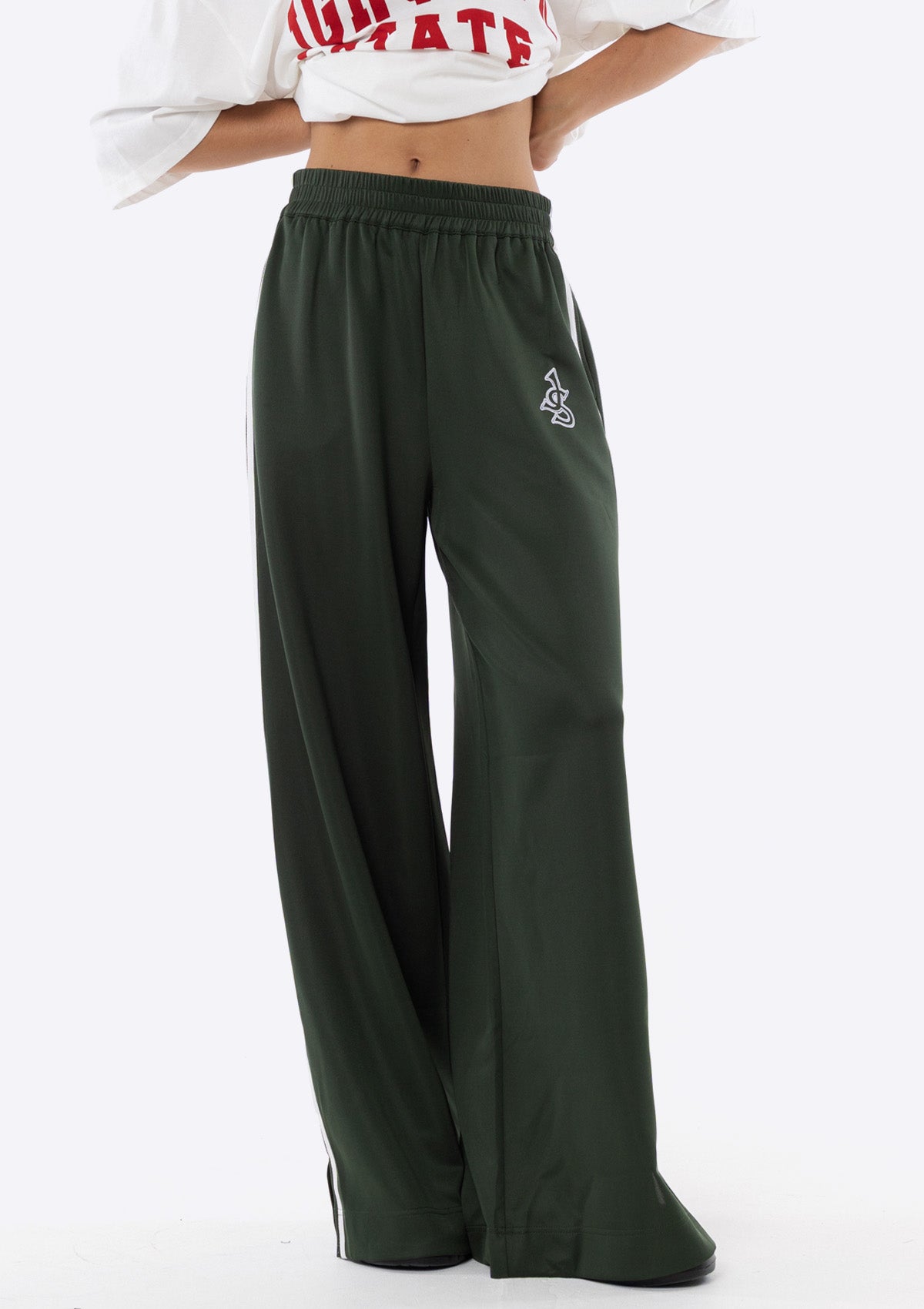 Sadie Wide Leg Track Pant - Khaki