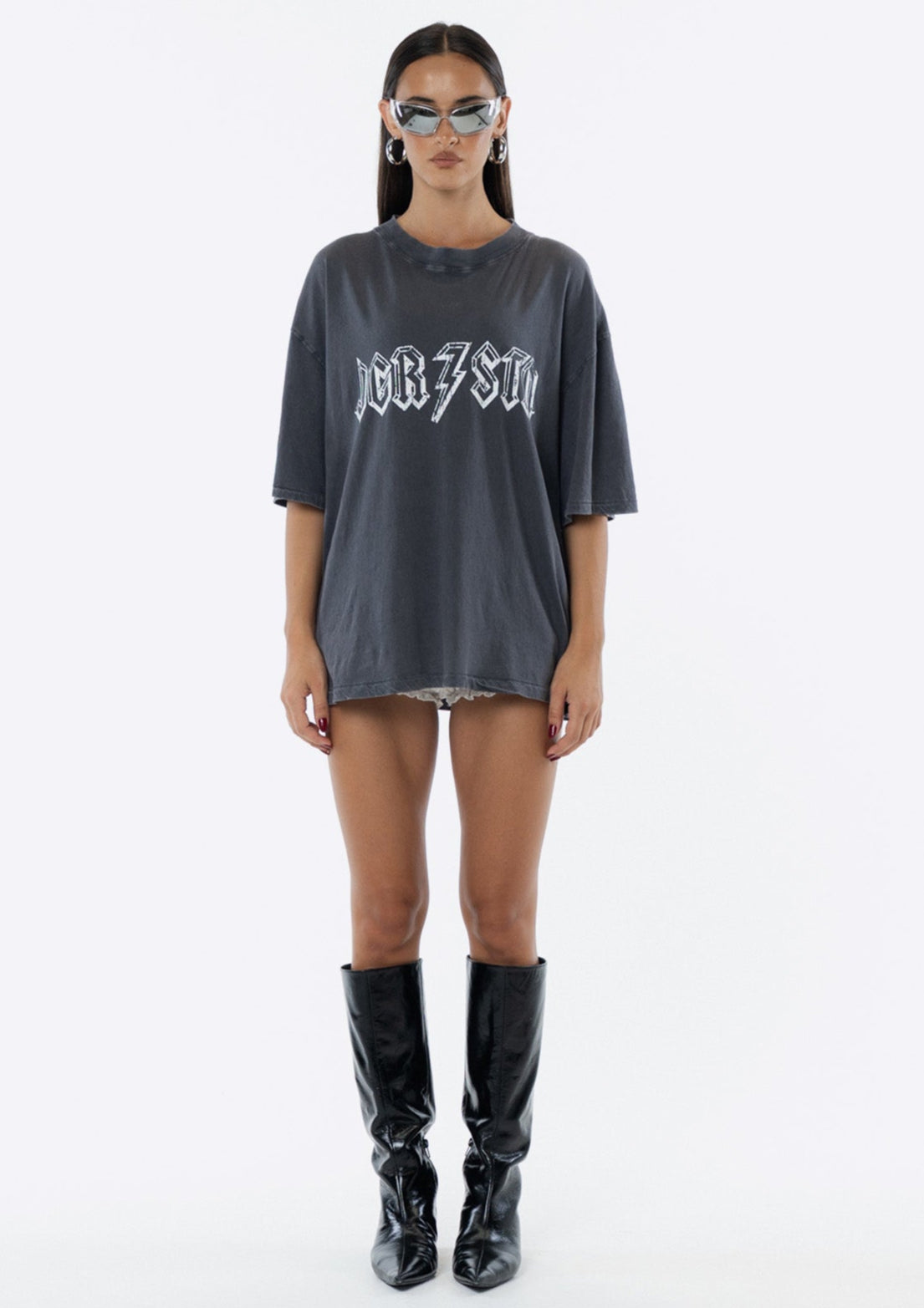 Drummer Oversized Tee - Charcoal