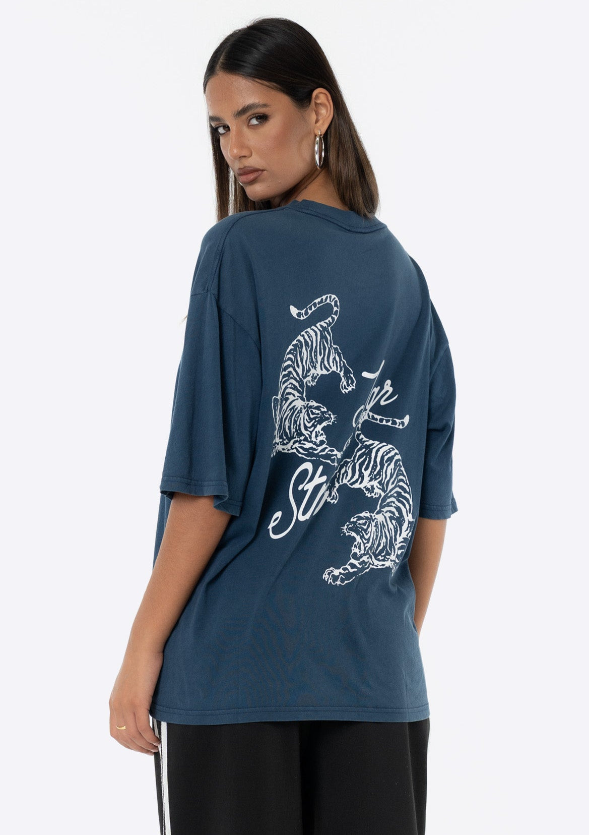 Tiger Oversized Tee - Navy