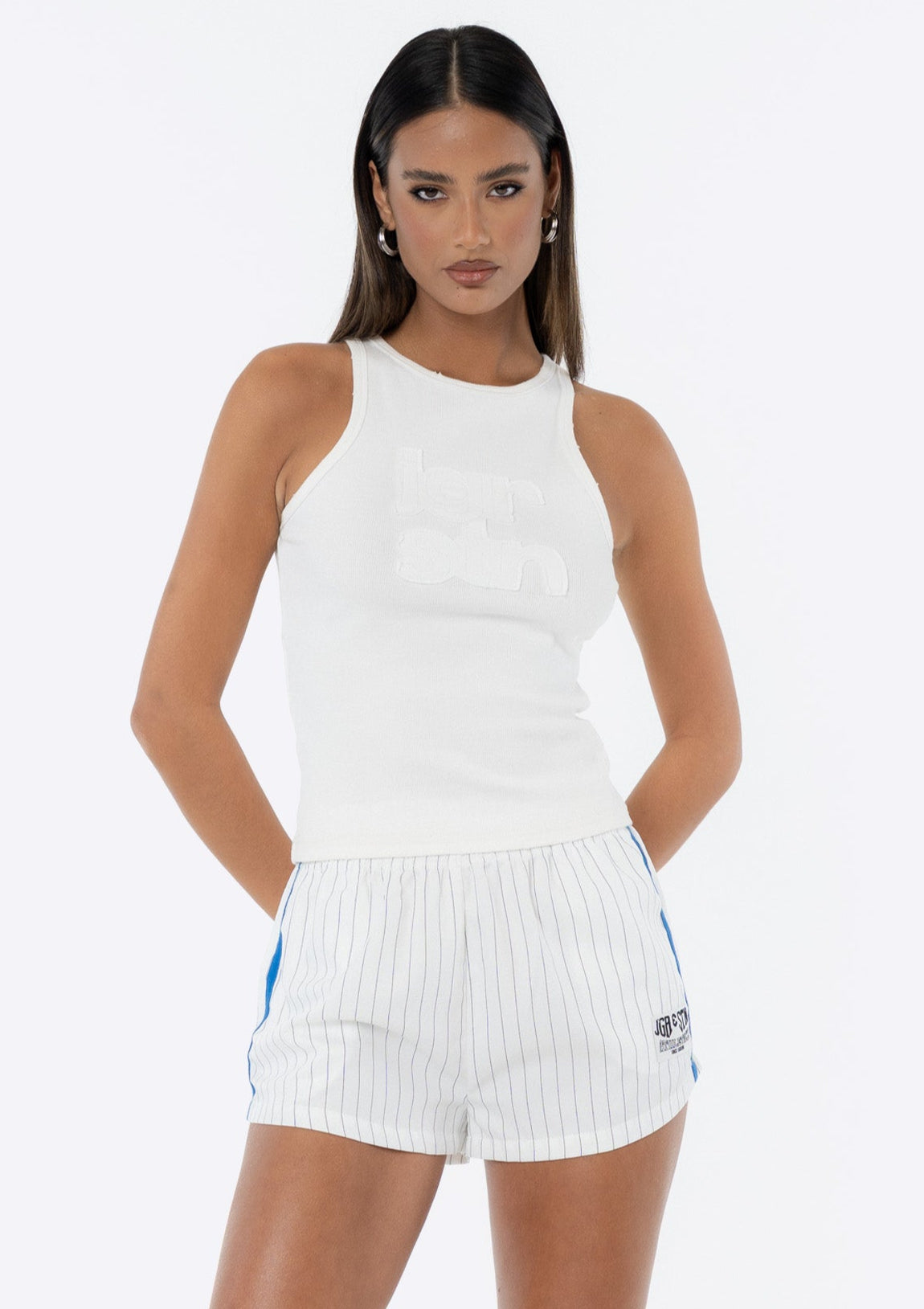 Sadie Boxer Shorts - White Blue