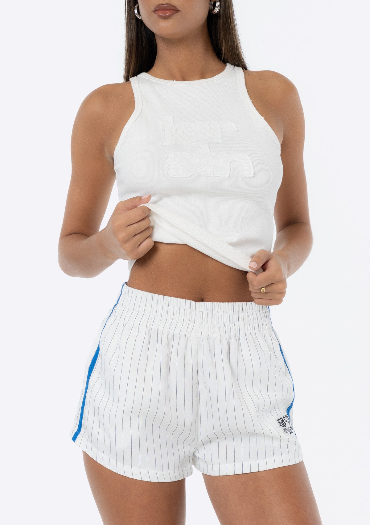 Sadie Boxer Shorts - White Blue