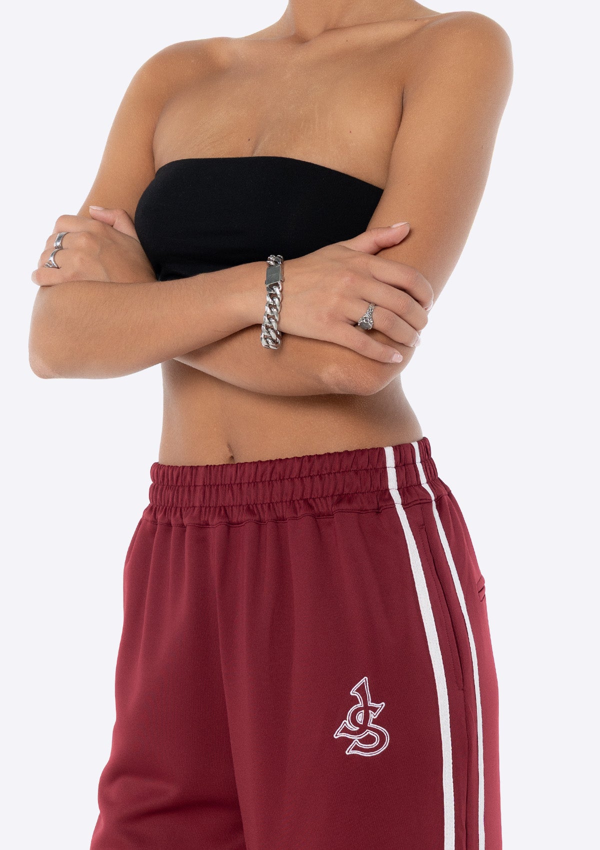 Sadie Wide Leg Track Pant - Red