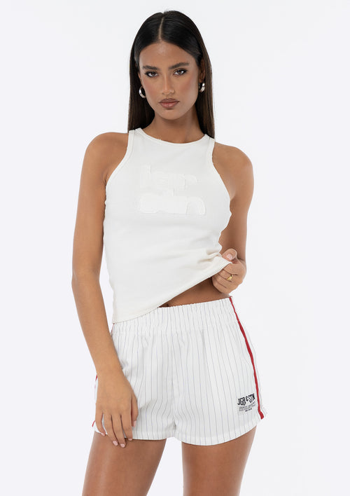 Sadie Boxer Shorts - White/Red