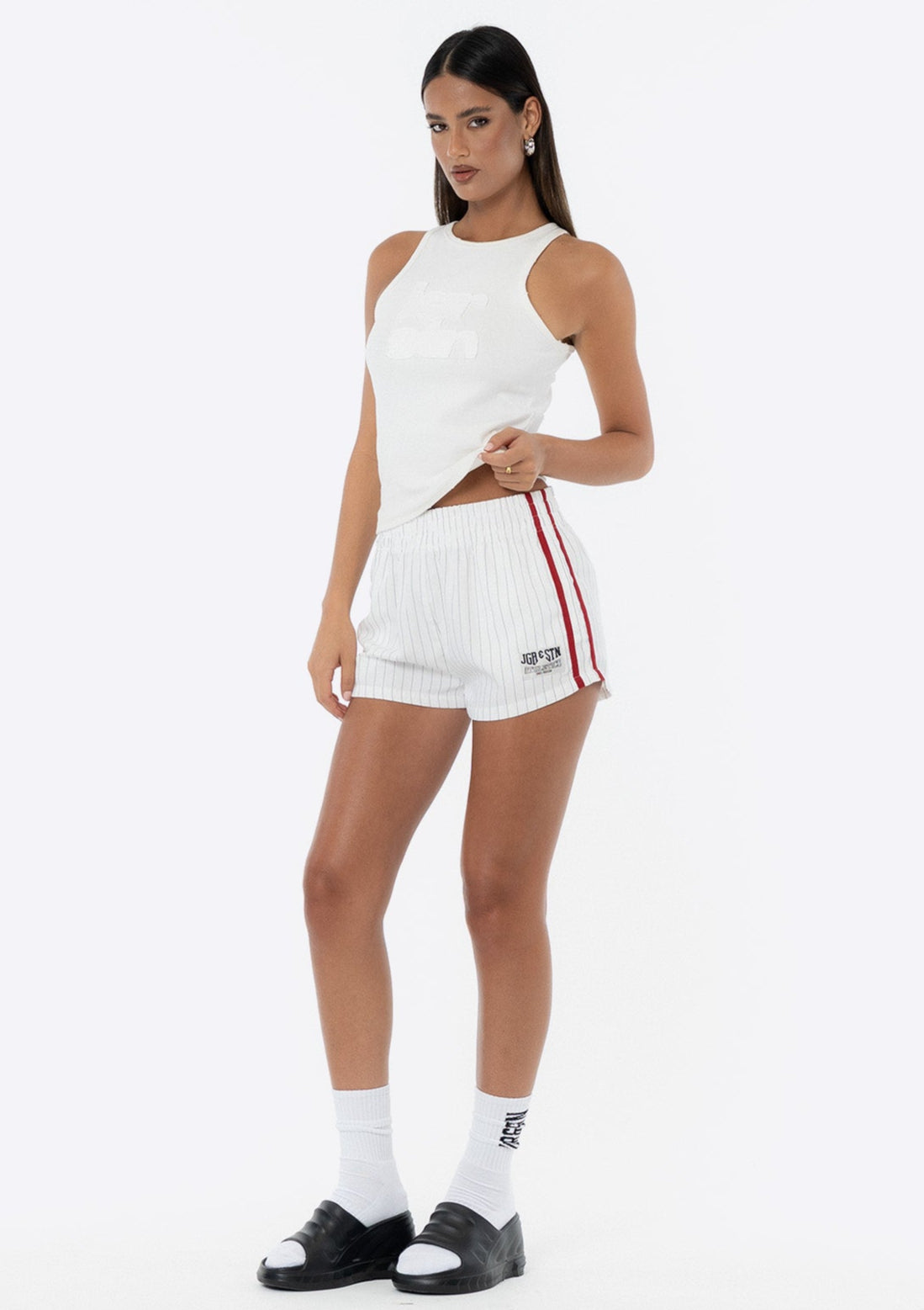 Sadie Boxer Shorts - White/Red