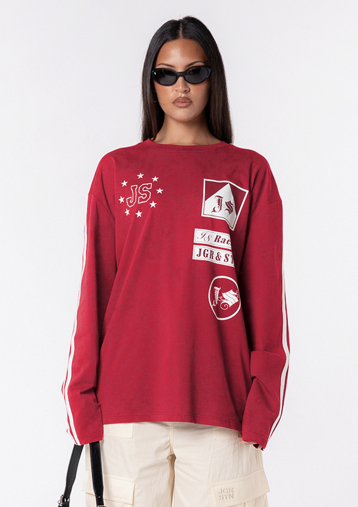 CHASE L/S OVERSIZED TEE - RED