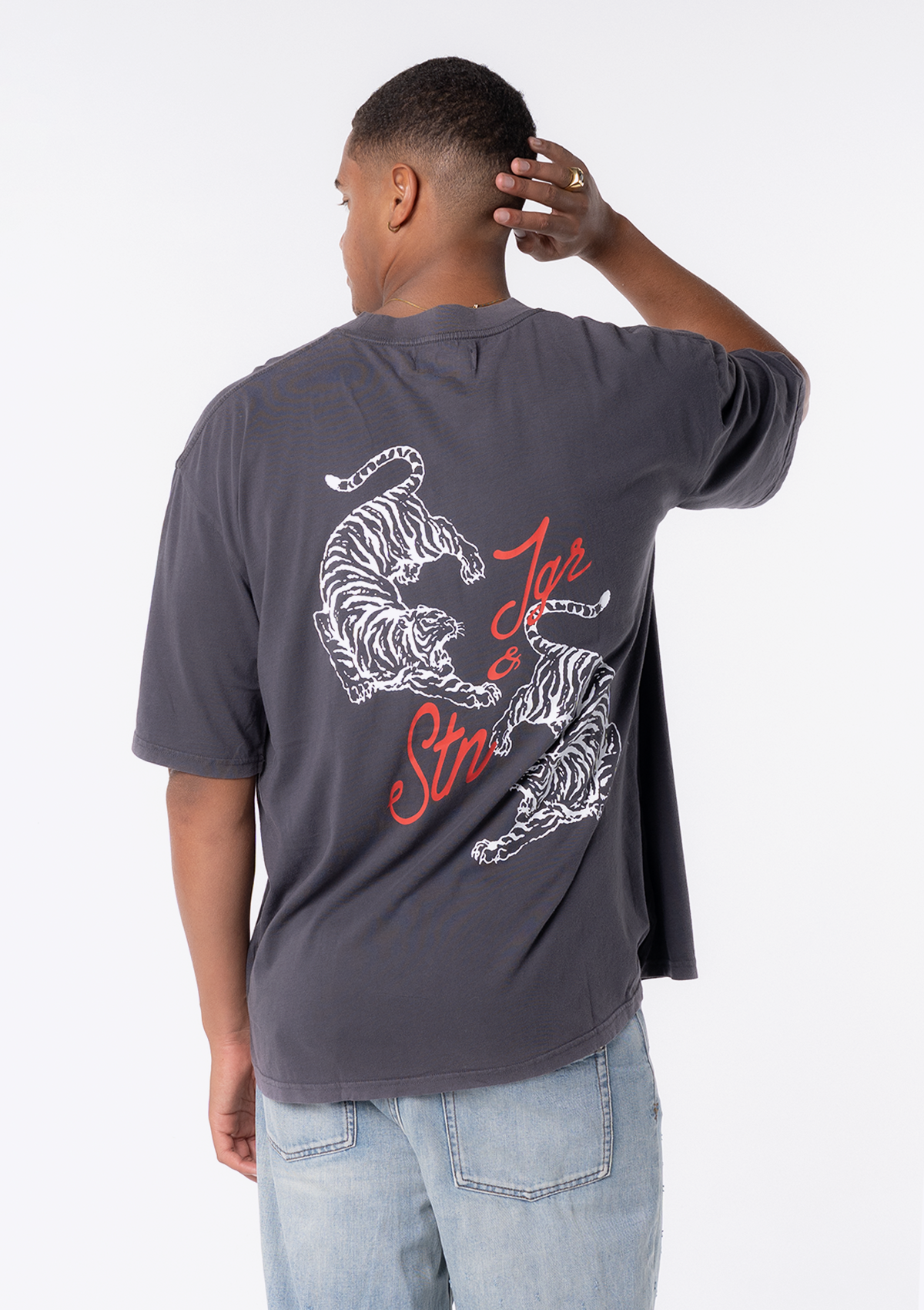 Tiger Oversized Tee - Charcoal