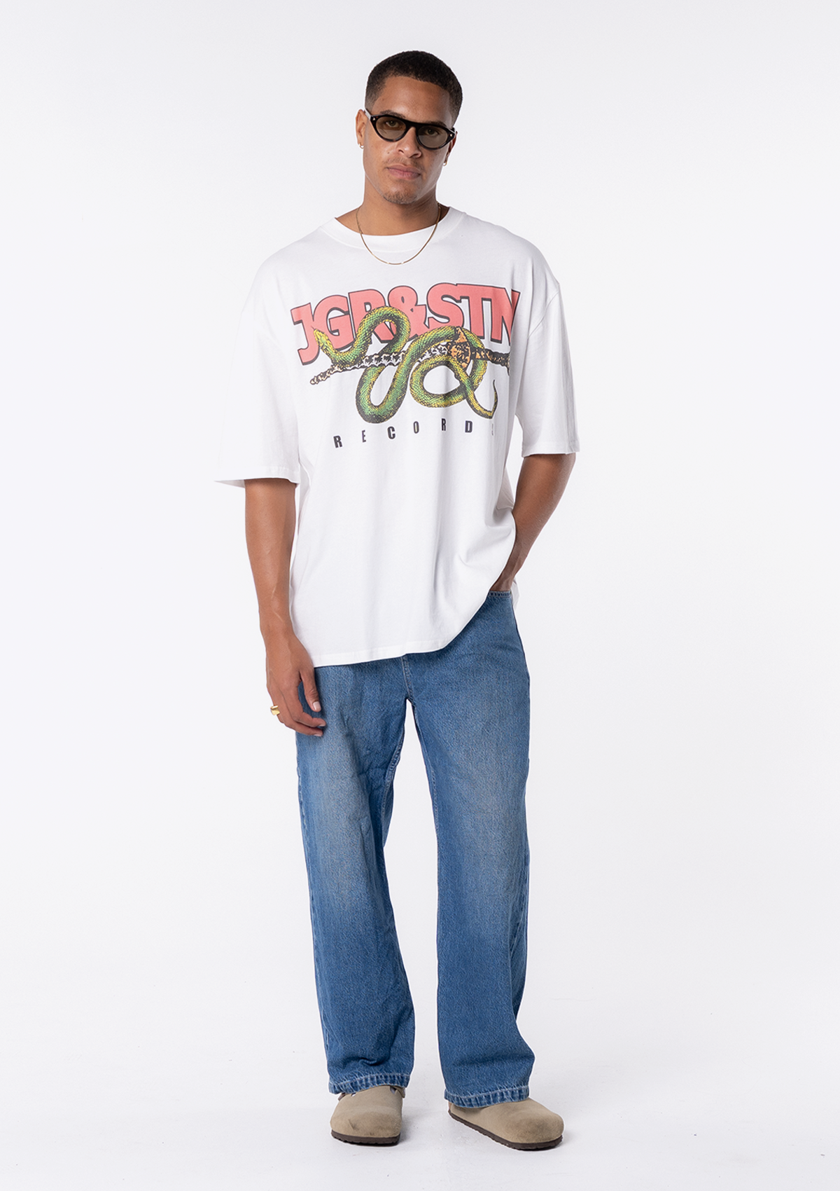 Records Oversized Tee - White